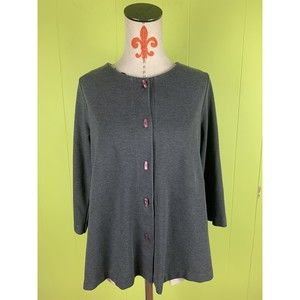 Modern Soul Jacket Cardigan Womens Size S Gray Comfy Blazer Button Up 3/4 Sleeve